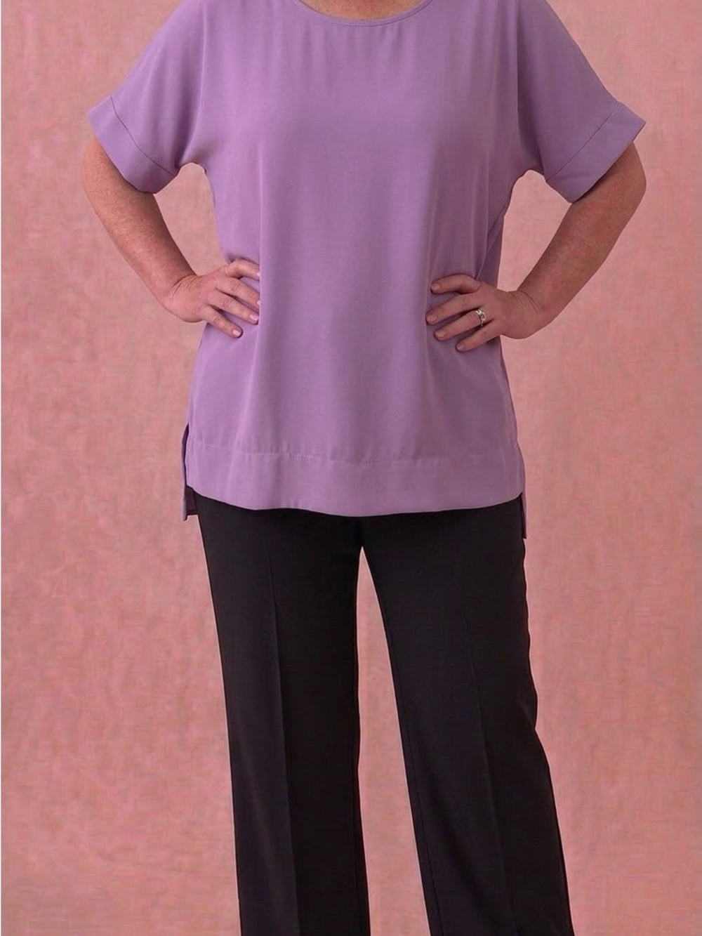 The Limited Lavender Short-Sleeve Scoop Neck Blouse